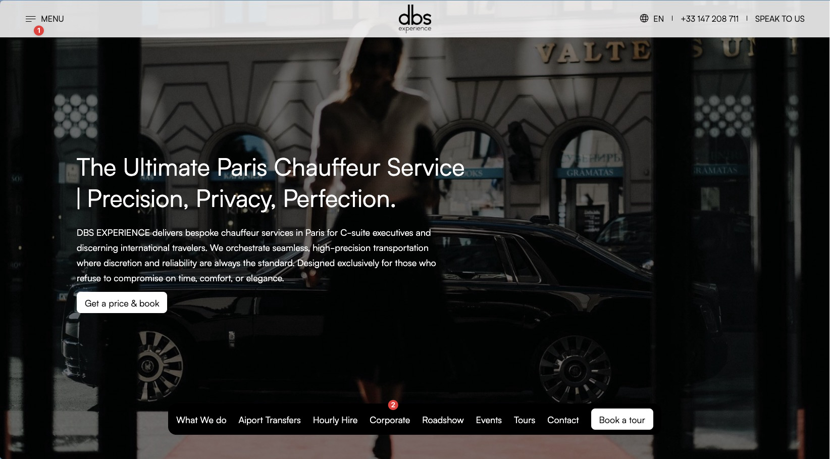 Aperçu de la page d'accueil refondue de DBS Experience